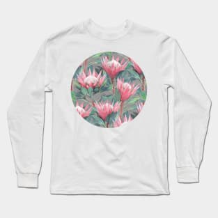 Painted King Proteas on Cream Long Sleeve T-Shirt